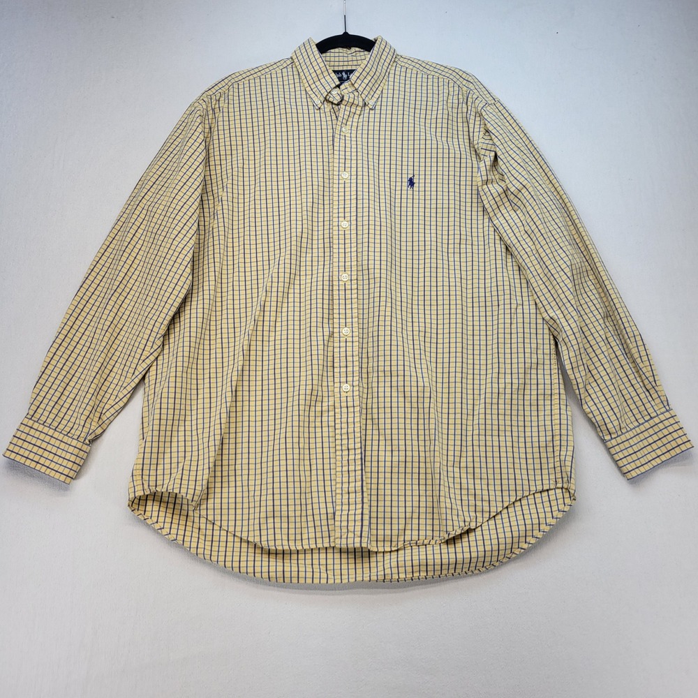 Ralph Lauren‎ Blake Button Down Shirt Mens Large Yellow Blue Check